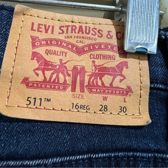 Levi’s 511 Slim High Waist Straight Leg Blue Denim Jeans Women’s Size 16 - Picture 6 of 13